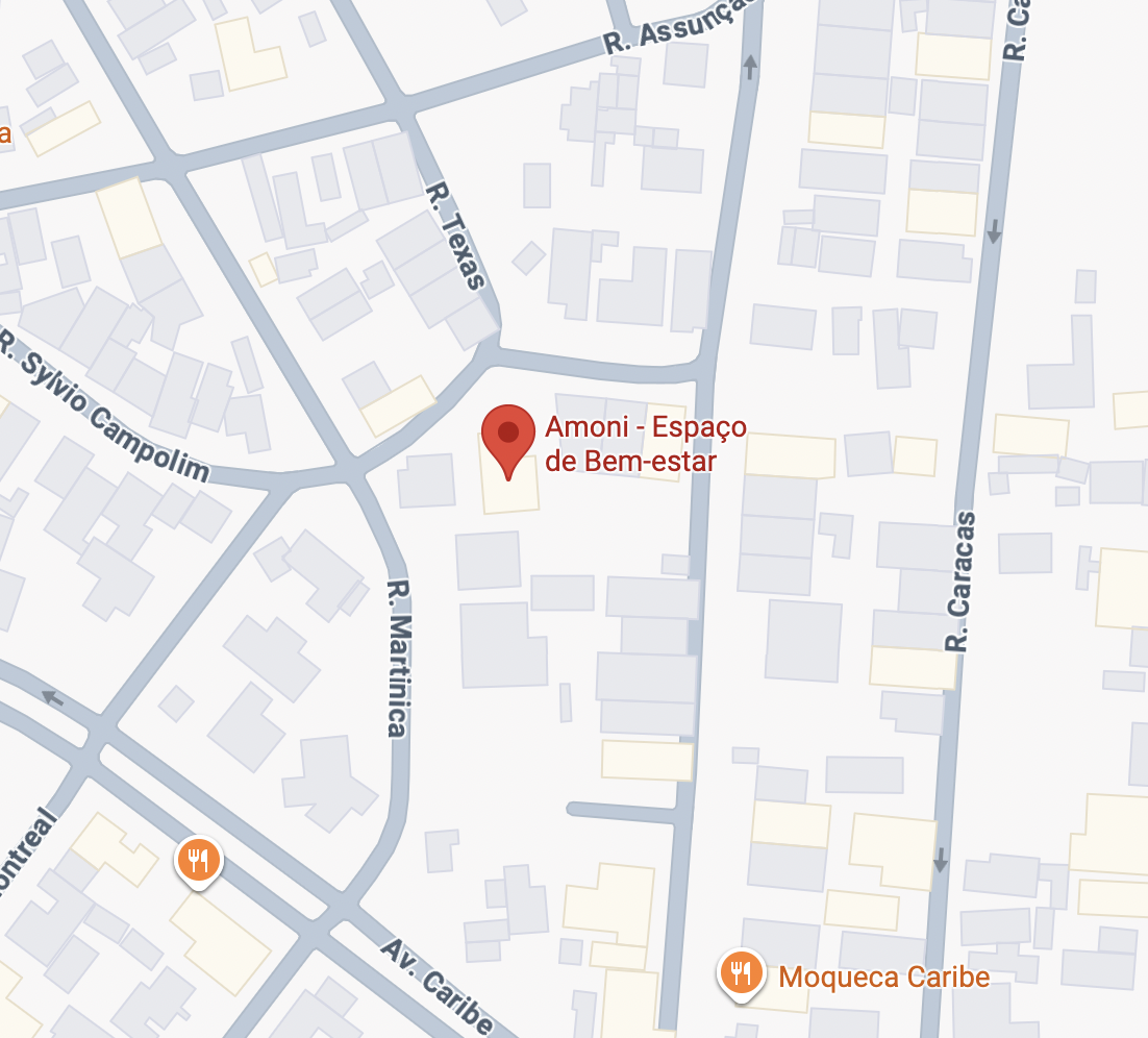 Mapa de localização do espaço Amoni, na Rua Ismael Ramos de Oliveira, Sorocaba